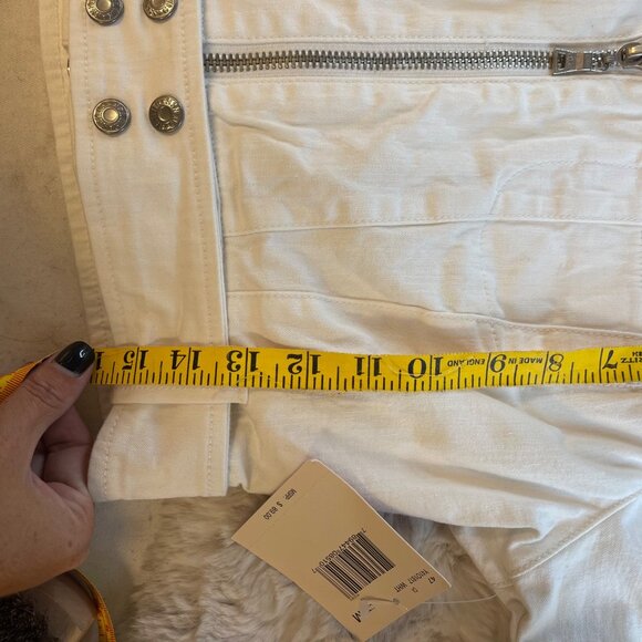 NWT Vintage Guess Jeans White Denim Crop Belted Jacket sz Medium - Picture 8 of 8